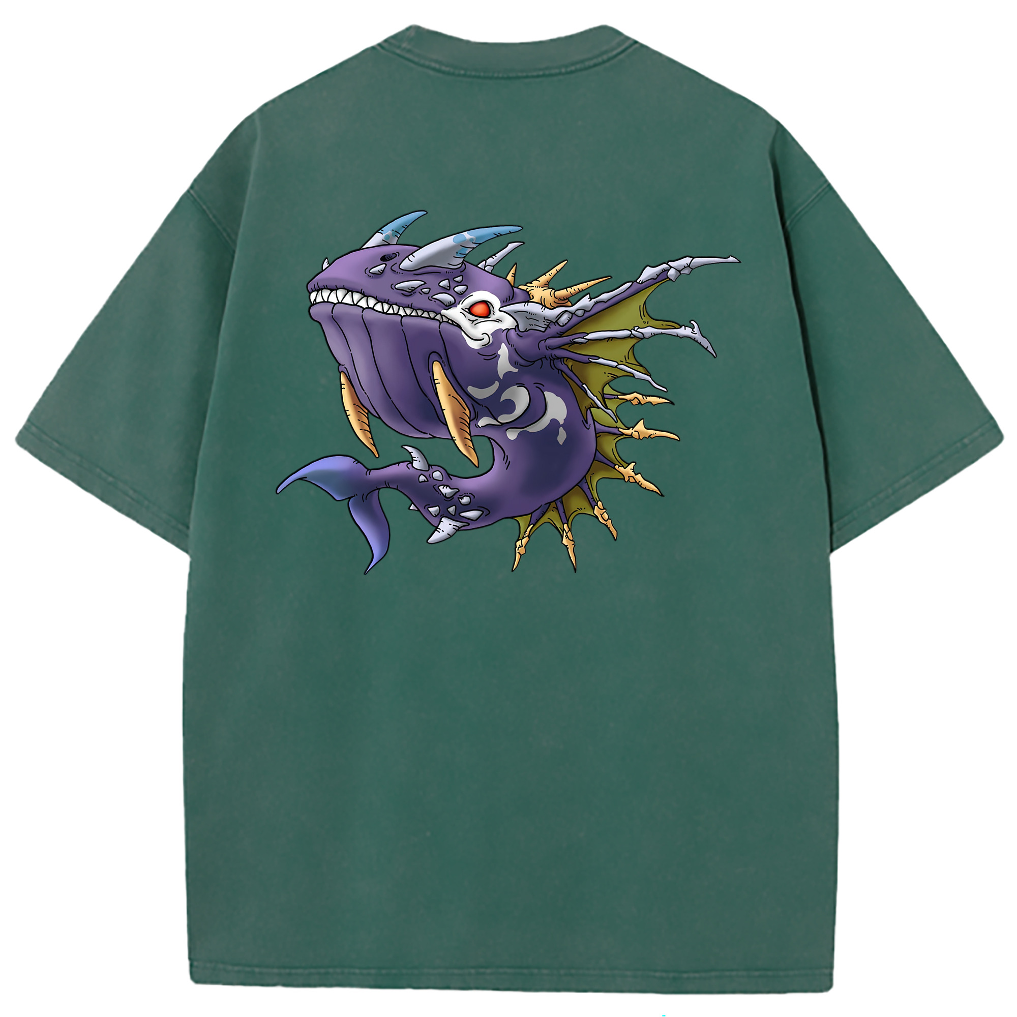 （画像用） ドラゴンクエスト Doragon Kuesuto Dragon Quest 綿100% ヴィンテージ風 半袖Tシャツ（背面プリント）
